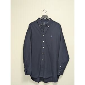 Ralph Lauren Blue Label Navy Blake Dress Shirt Pony Logo 100% Cotton Sz XXL